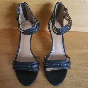 Ann Marino Black Multi Straps Black Heels, Sz 6